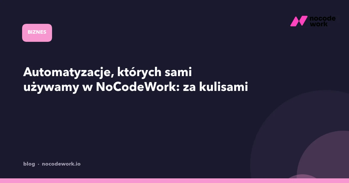 Automatyzacje, których sami używamy w NoCodeWork: za kulisami