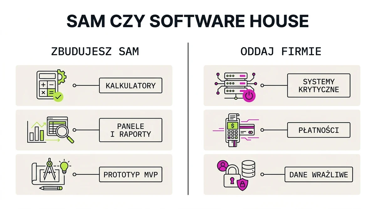 Co founder zbuduje sam z Claude Code, a co powinien oddać software house'owi