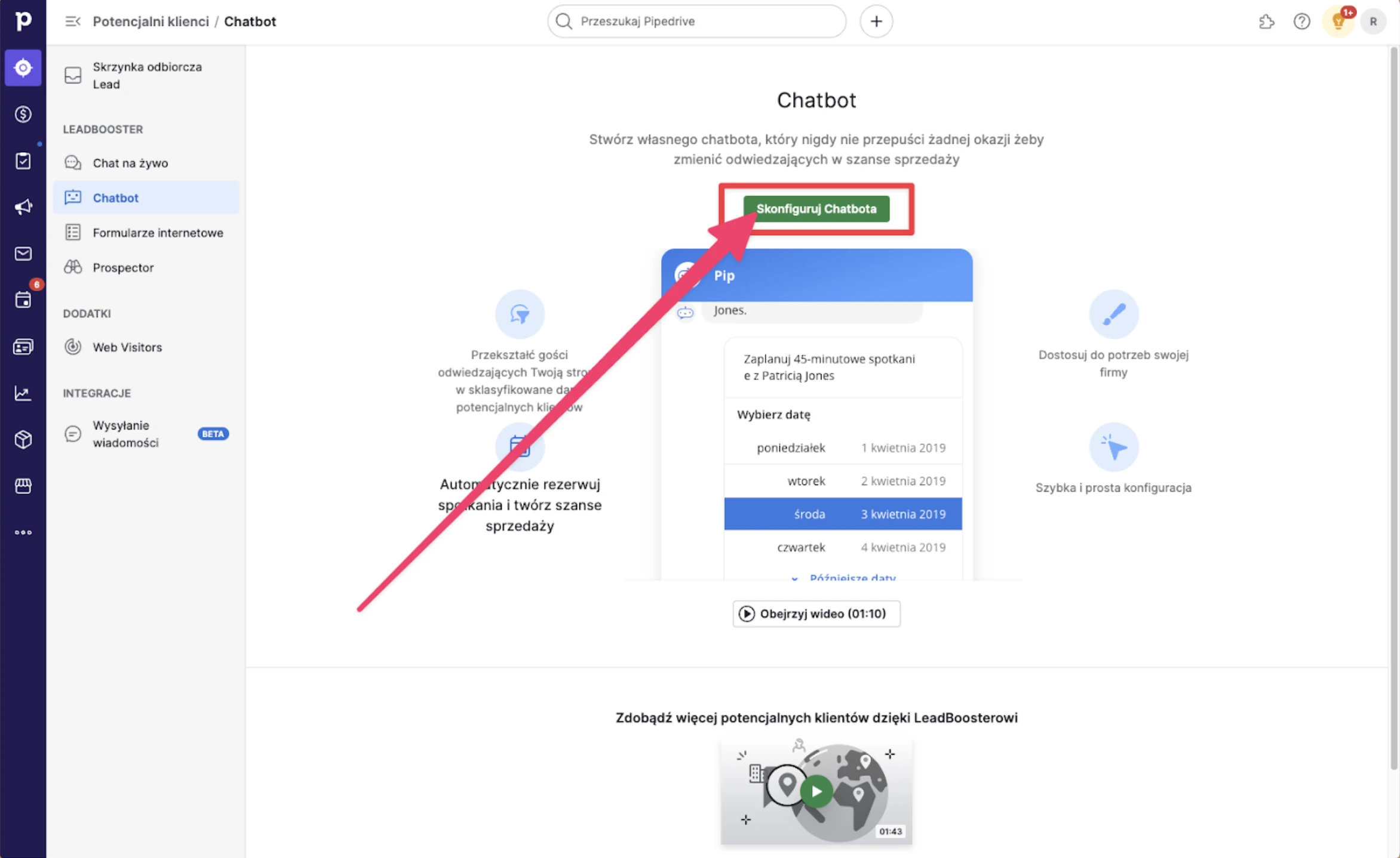 Konfiguracja chatbota w Pipedrive