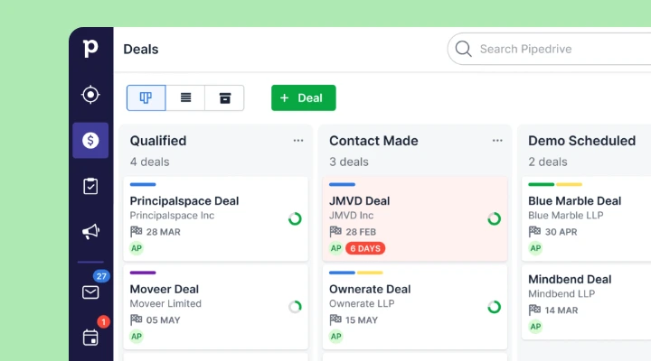 Lista leadów w Pipedrive