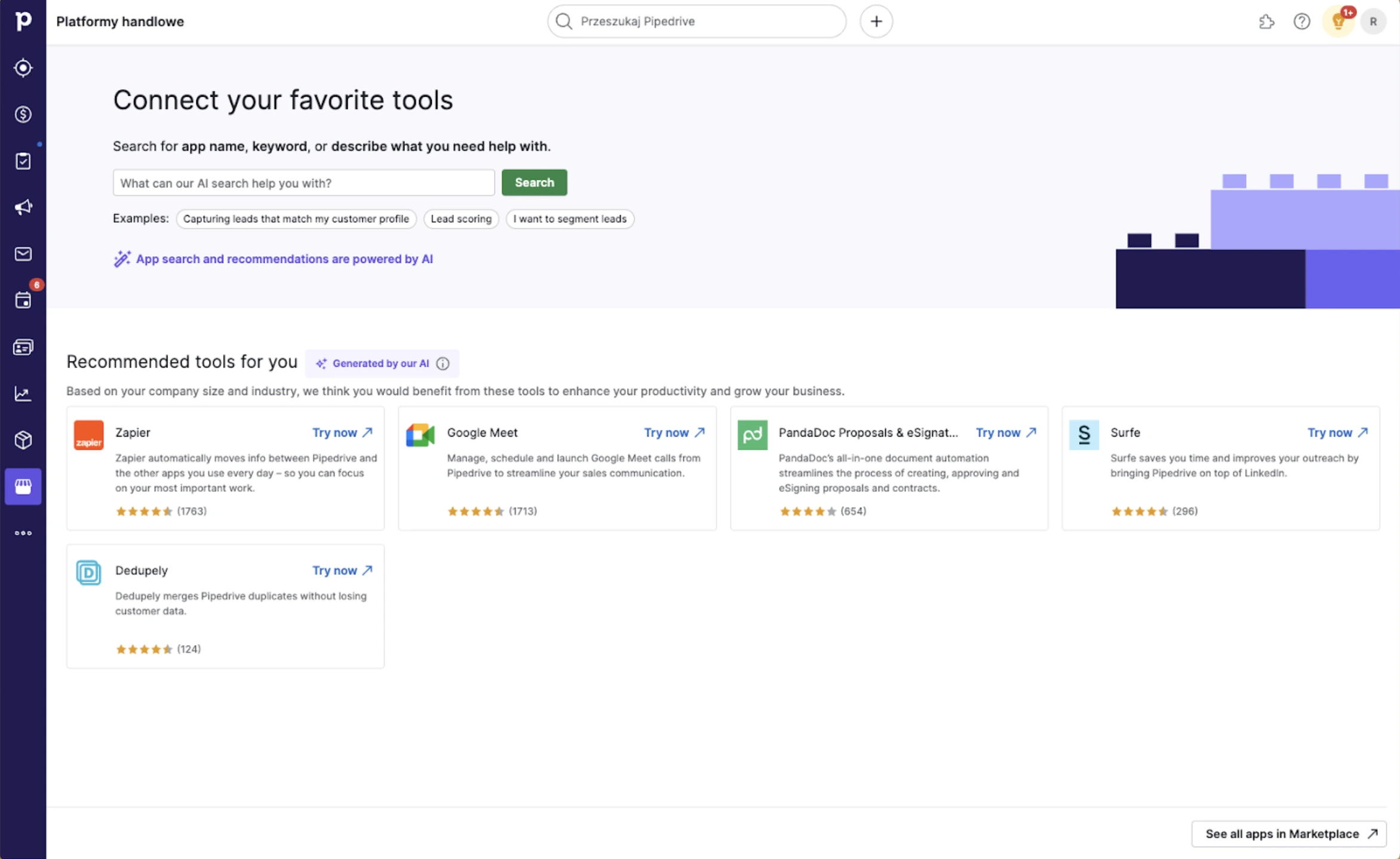 Marketplace integracji Pipedrive