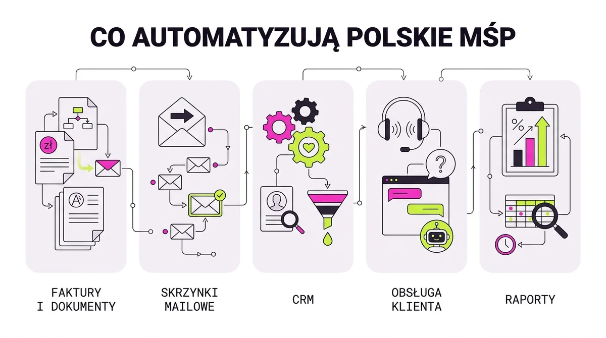 Co polskie MŚP automatyzują najczęściej w 2026: faktury i dokumenty, skrzynki mailowe, CRM, obsługę klienta i raporty