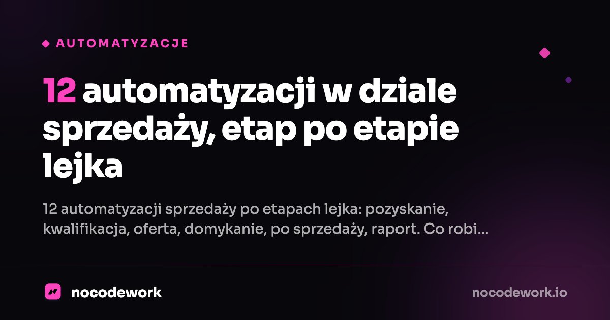 12 automatyzacji w dziale sprzedaży, etap po etapie lejka