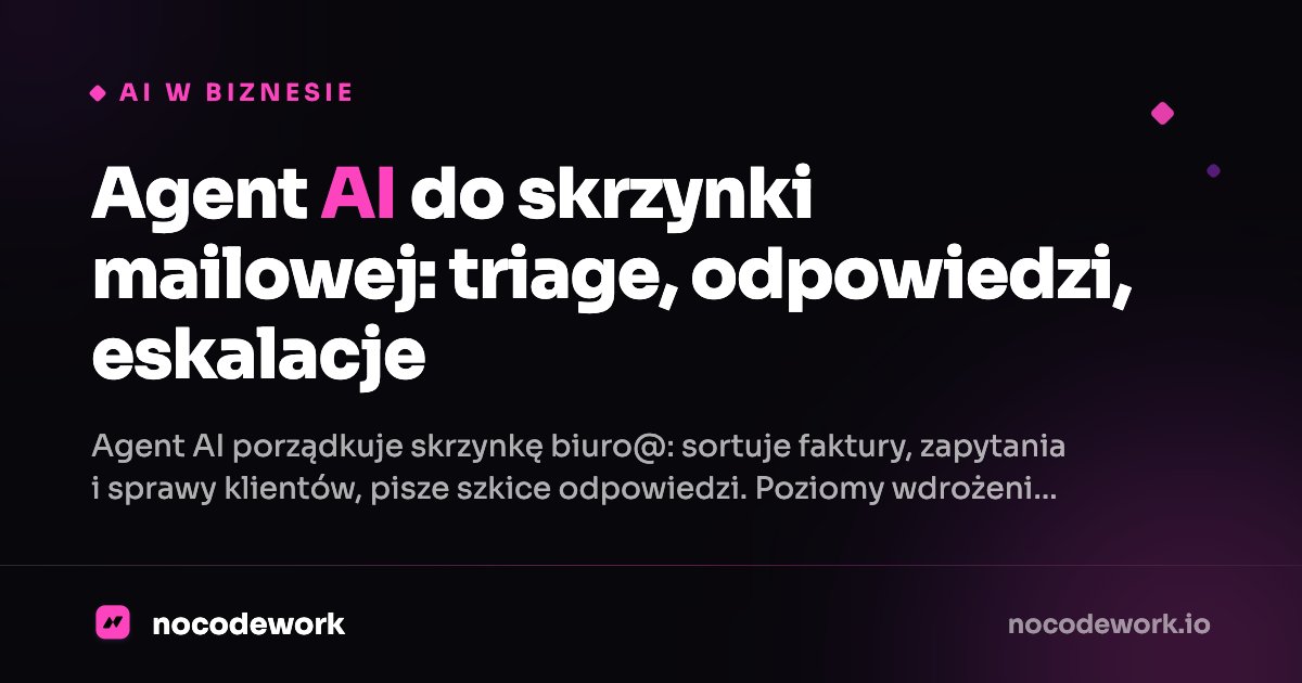 Agent AI do skrzynki mailowej: triage, odpowiedzi, eskalacje
