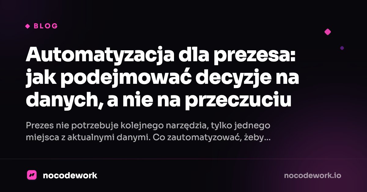 Automatyzacja dla prezesa: jak podejmować decyzje na danych, a nie na przeczuciu
