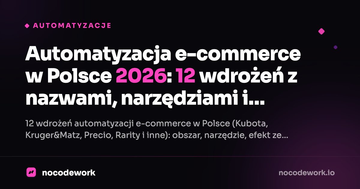 Automatyzacja e-commerce w Polsce 2026: 12 wdrożeń z nazwami, narzędziami i efektami