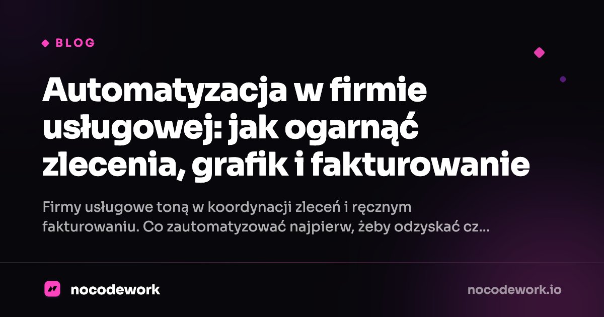 Automatyzacja w firmie usługowej: jak ogarnąć zlecenia, grafik i fakturowanie