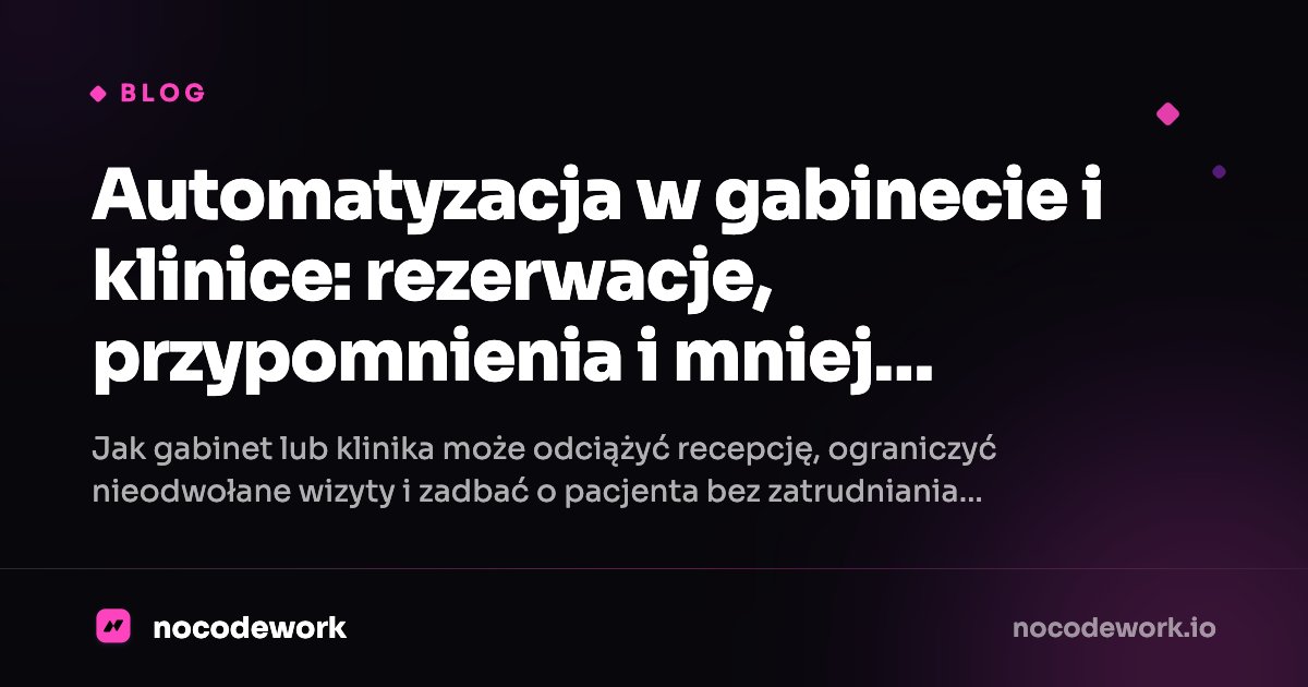Automatyzacja w gabinecie i klinice: rezerwacje, przypomnienia i mniej pustych terminów