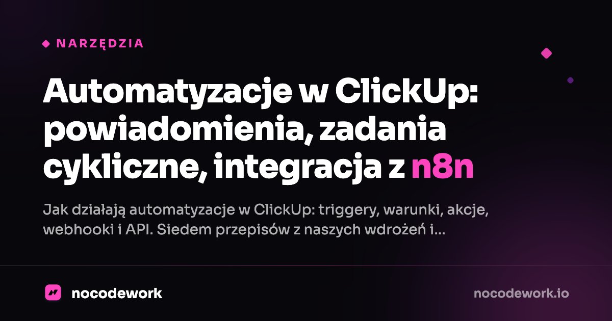 Automatyzacje w ClickUp: powiadomienia, zadania cykliczne, integracja z n8n