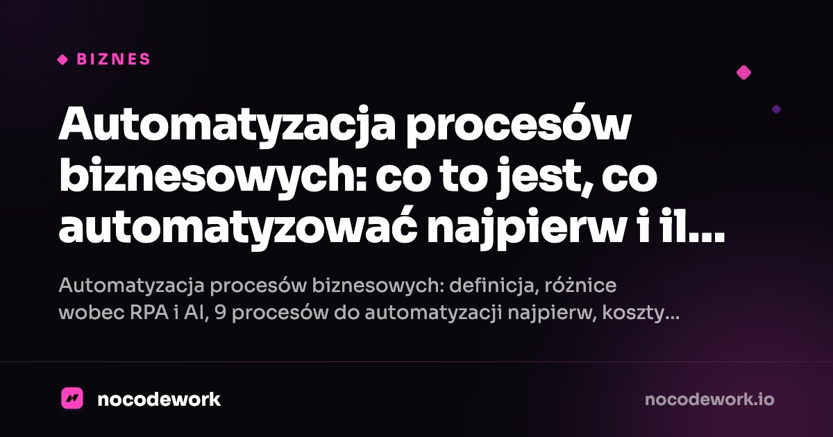 Automatyzacja procesów biznesowych: co to jest, co automatyzować najpierw i ile to kosztuje w 2026
