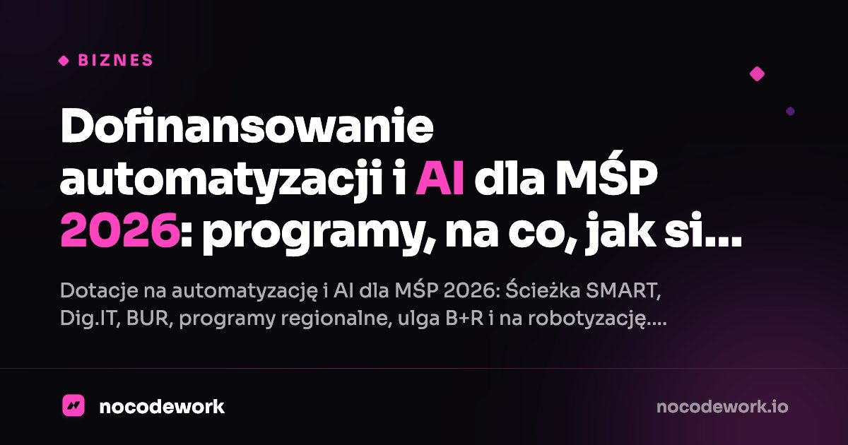 Dofinansowanie automatyzacji i AI dla MŚP 2026: programy, na co, jak się przygotować