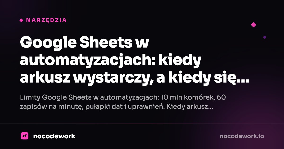 Google Sheets w automatyzacjach: kiedy arkusz wystarczy, a kiedy się zemści