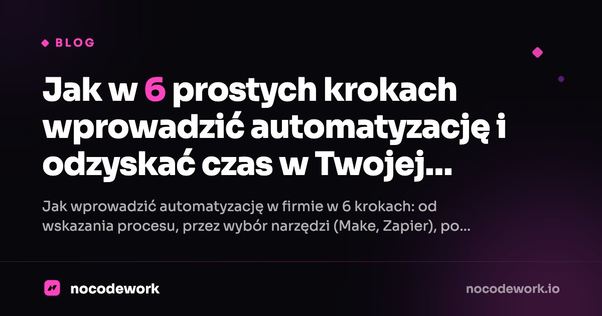 Jak w 6 prostych krokach wprowadzić automatyzację i odzyskać czas w Twojej firmie?