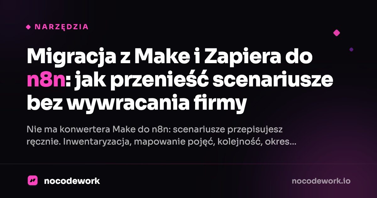 Migracja z Make i Zapiera do n8n: jak przenieść scenariusze bez wywracania firmy