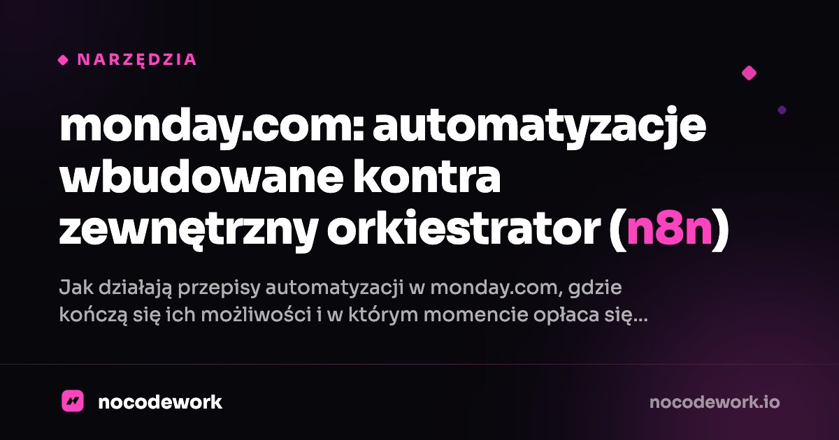 monday.com: automatyzacje wbudowane kontra zewnętrzny orkiestrator (n8n)